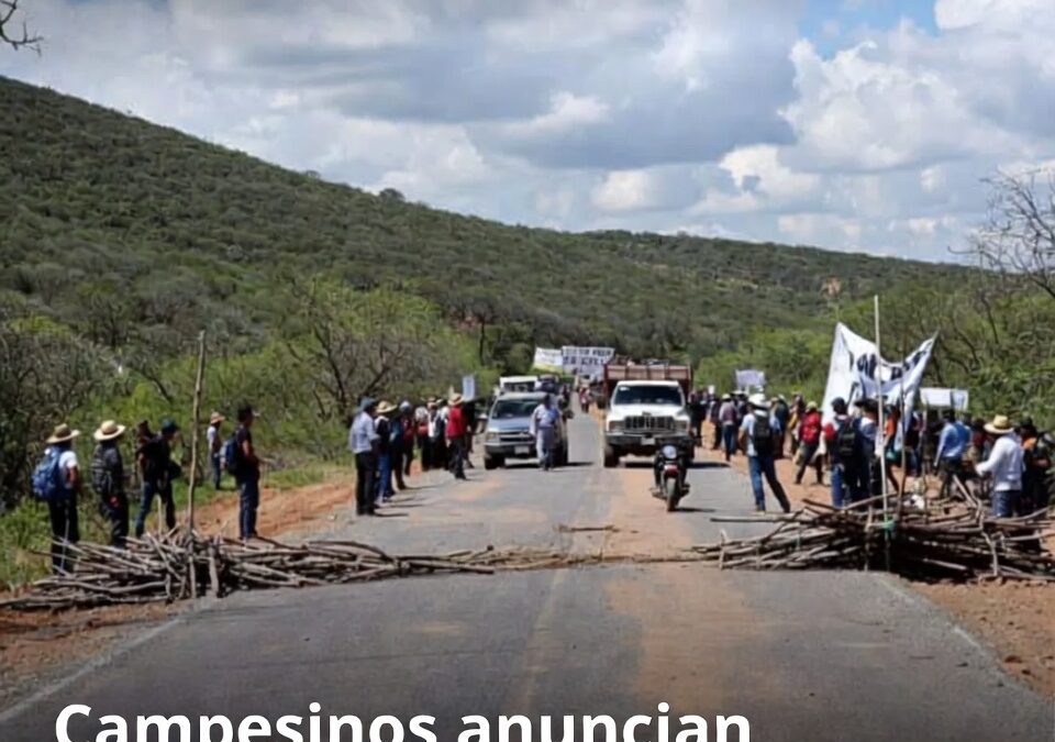 Campesinos anuncian nuevos bloqueos carreteros este 1 de diciembre