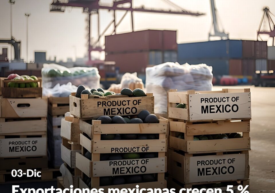 Exportaciones mexicanas crecen 5 % pese a los aranceles de Estados Unidos