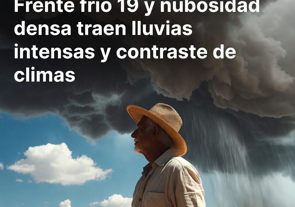 Frente frío 19 y nubosidad densa traen lluvias intensas y contraste de climas