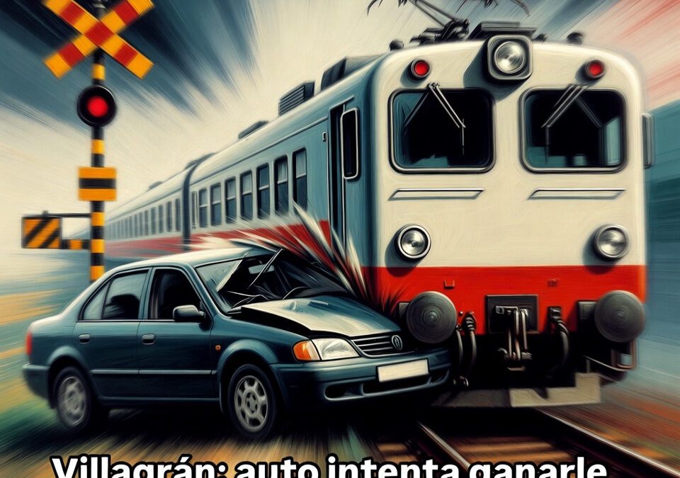 Villagrán: auto intenta ganarle al tren y termina impactado
