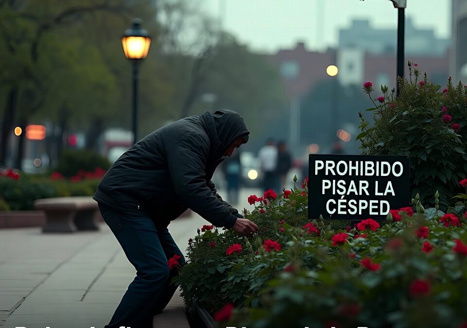 Robo de flores en Plaza de la Paz: cámaras captan el momento