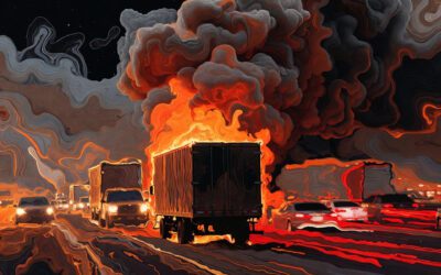 Tráiler en llamas paraliza el Libramiento Sur de Irapuato