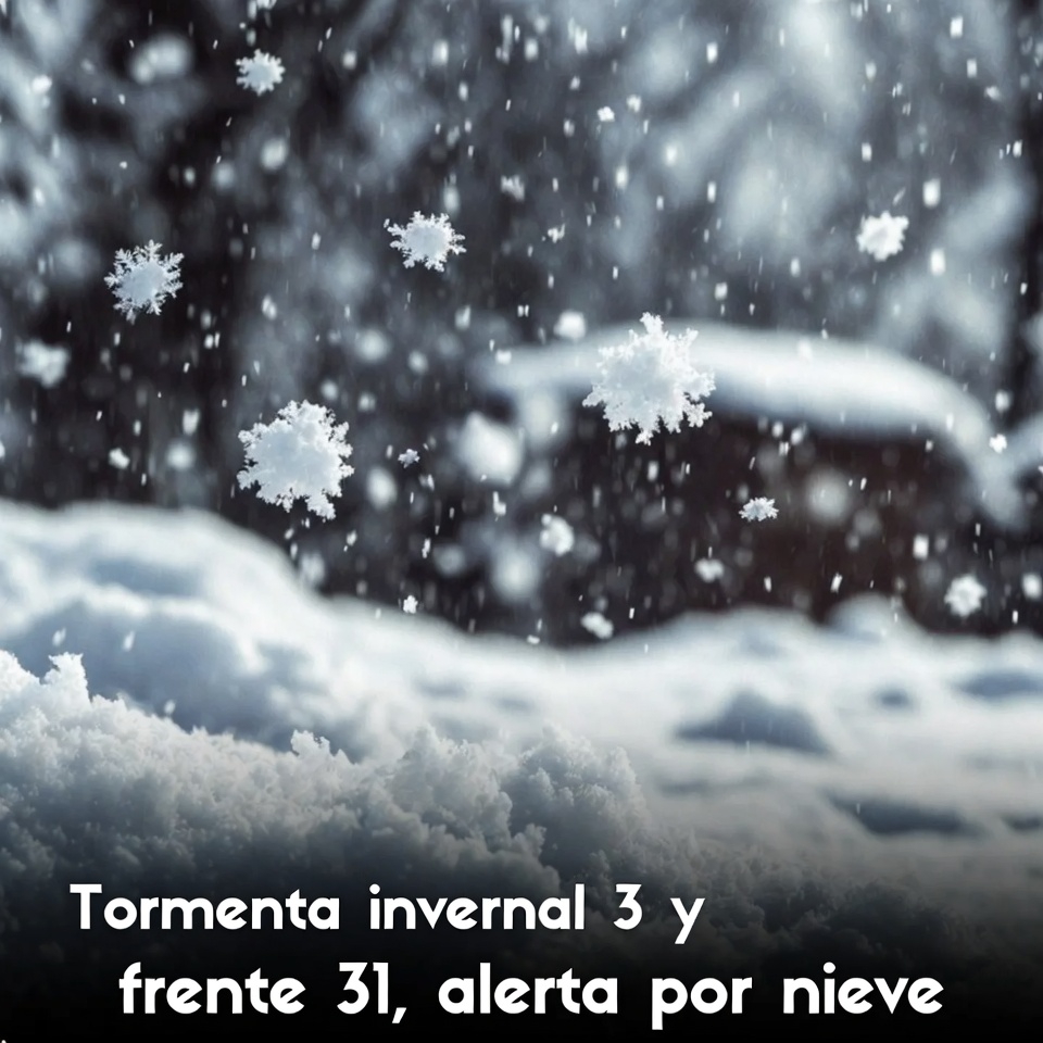 Tormenta invernal 3 y frente 31, alerta por nieve