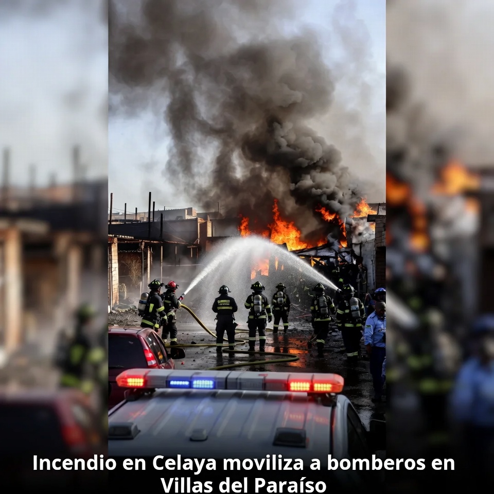 Incendio en Celaya moviliza a bomberos en Villas del Paraíso