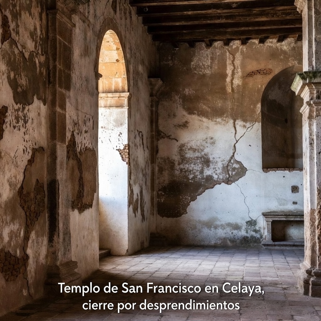 Templo de San Francisco en Celaya, cierre por desprendimientos