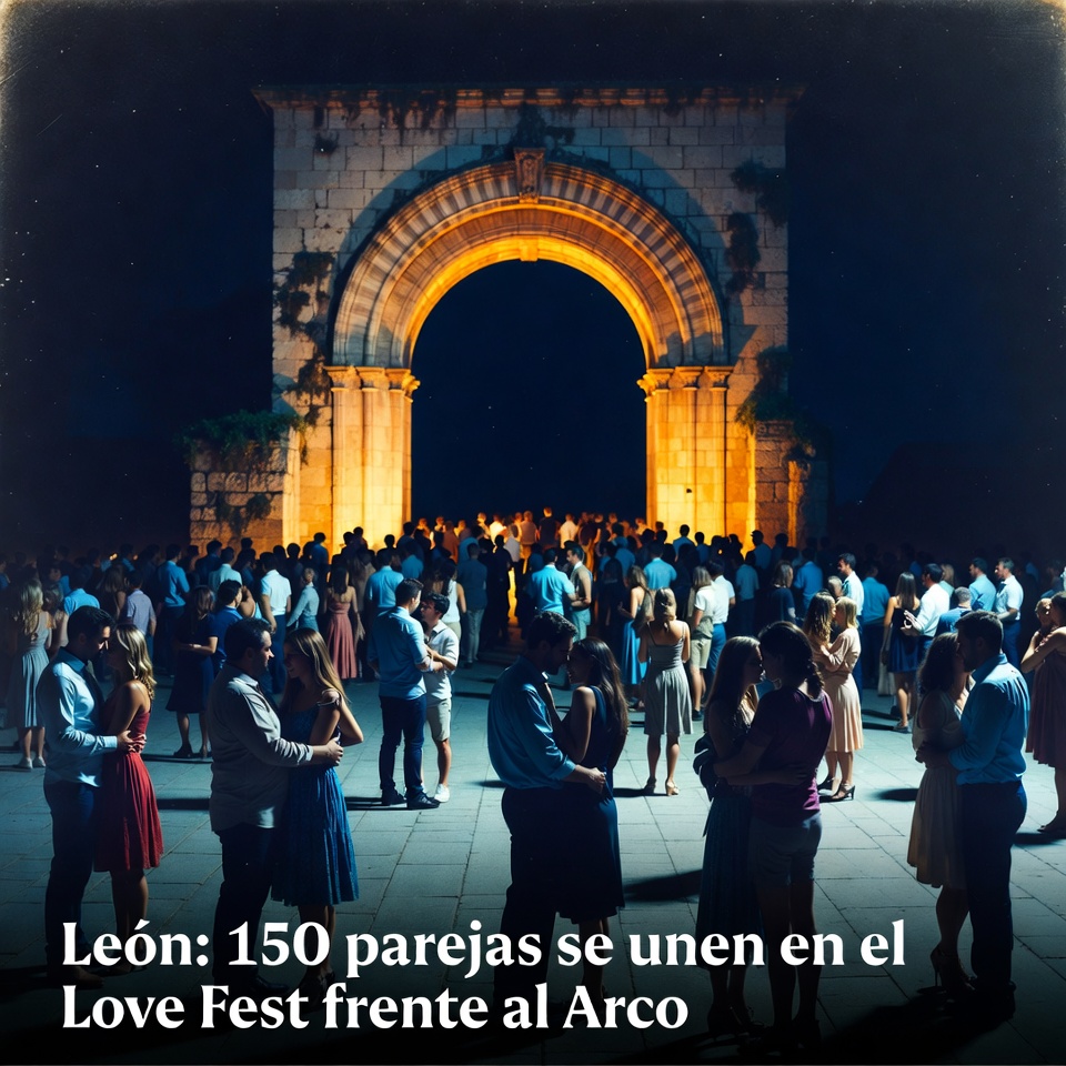 León: 150 parejas se unen en el Love Fest frente al Arco