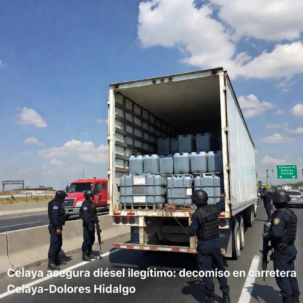 Celaya asegura diésel ilícito: decomiso en carretera Celaya-Dolores Hidalgo