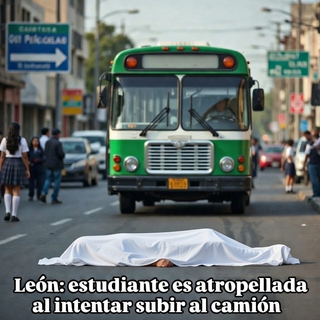León: estudiante es atropellada al intentar subir al camión