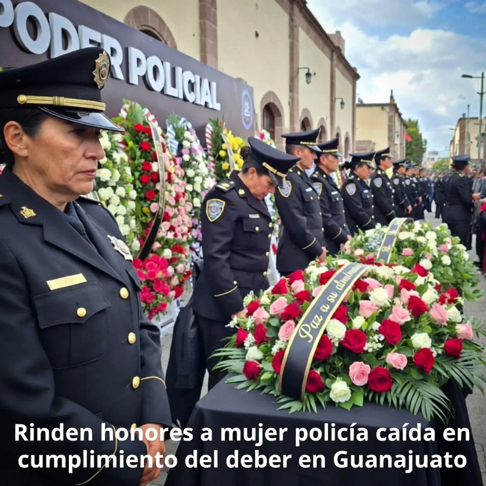 Rinden honores a mujer policía caída en cumplimiento del deber en Guanajuato