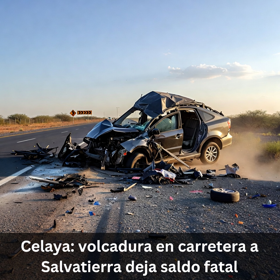 Celaya: volcadura en carretera a Salvatierra deja saldo fatal