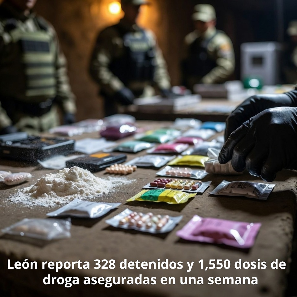 León reporta 328 detenidos y mil 550 dosis