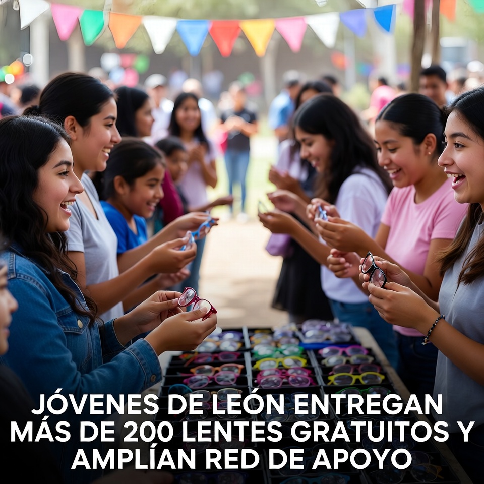Jóvenes de León entregan lentes gratuitos