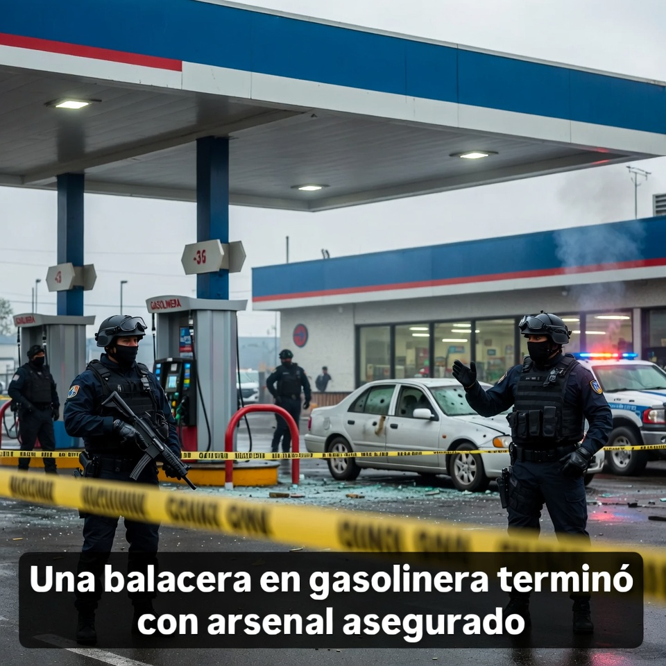 Una balacera en gasolinera terminó con arsenal asegurado