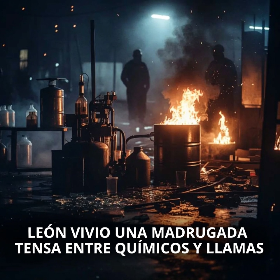 León vivió una madrugada tensa entre químicos y llamas