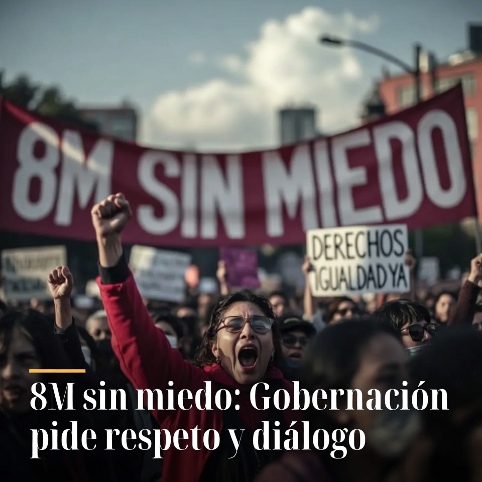 8M sin miedo: Gobernación pide respeto y diálogo