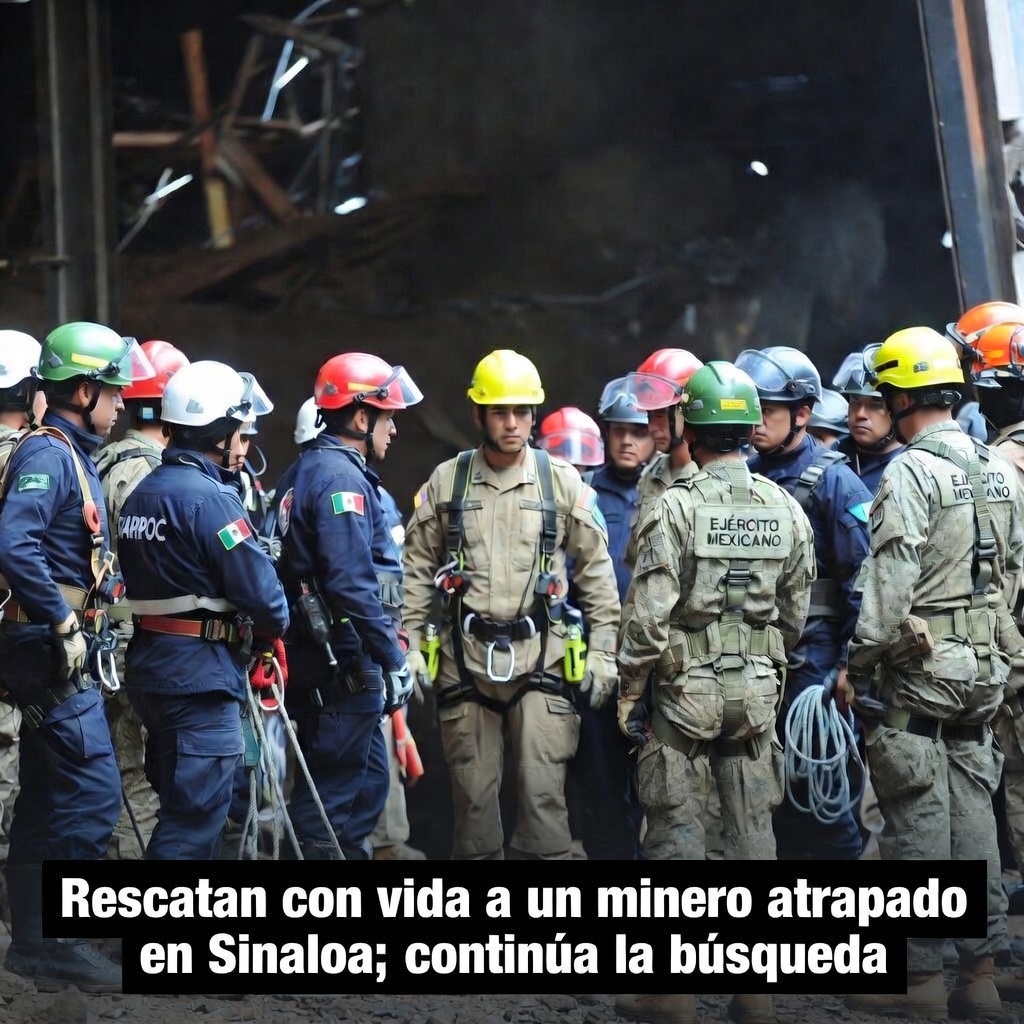 Rescatan con vida a un minero atrapado en Sinaloa; continúa la búsqueda