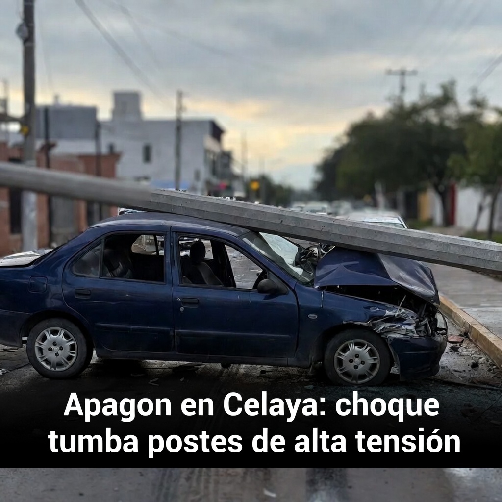 Apagon en Celaya: choque tumba postes de alta tension