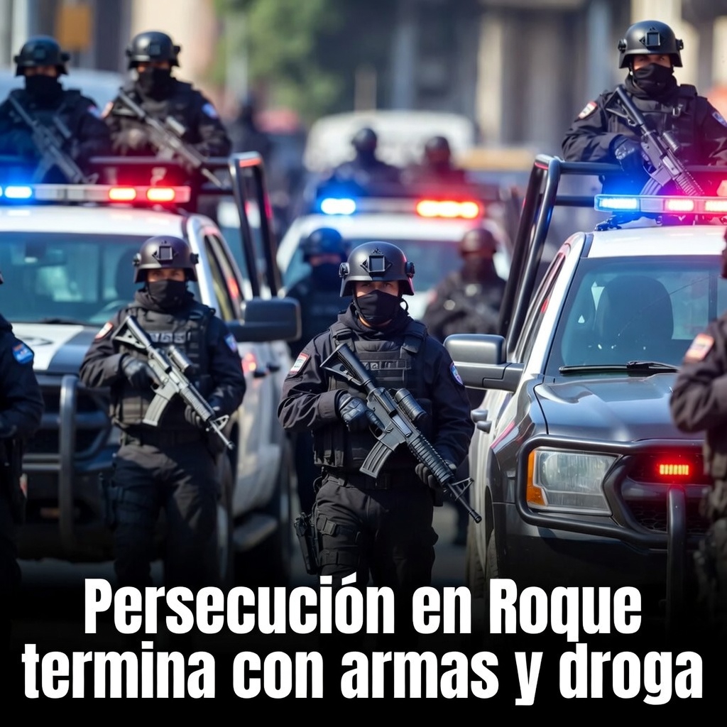 Persecución en Roque deja armas y droga