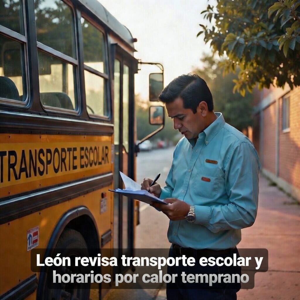 León revisa transporte escolar y horarios por calor temprano