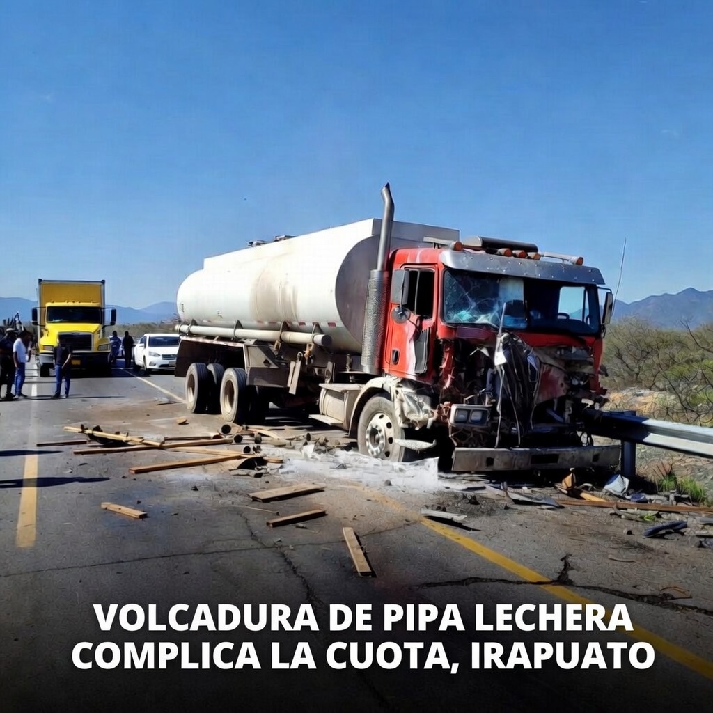 Volcadura de pipa lechera complica la cuota