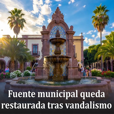 Fuente municipal queda restaurada tras vandalismo