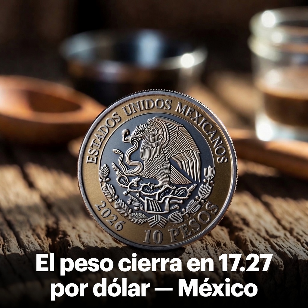 El peso cierra en 17.27 por dólar