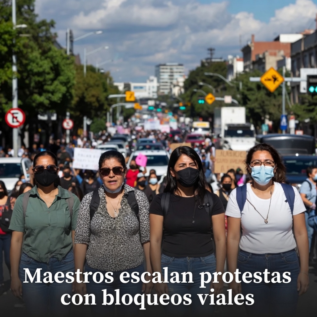 Maestros escalan protestas con bloqueos viales