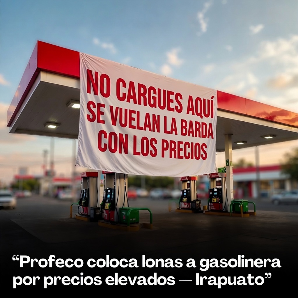 Profeco coloca lonas a gasolinera por precios elevados