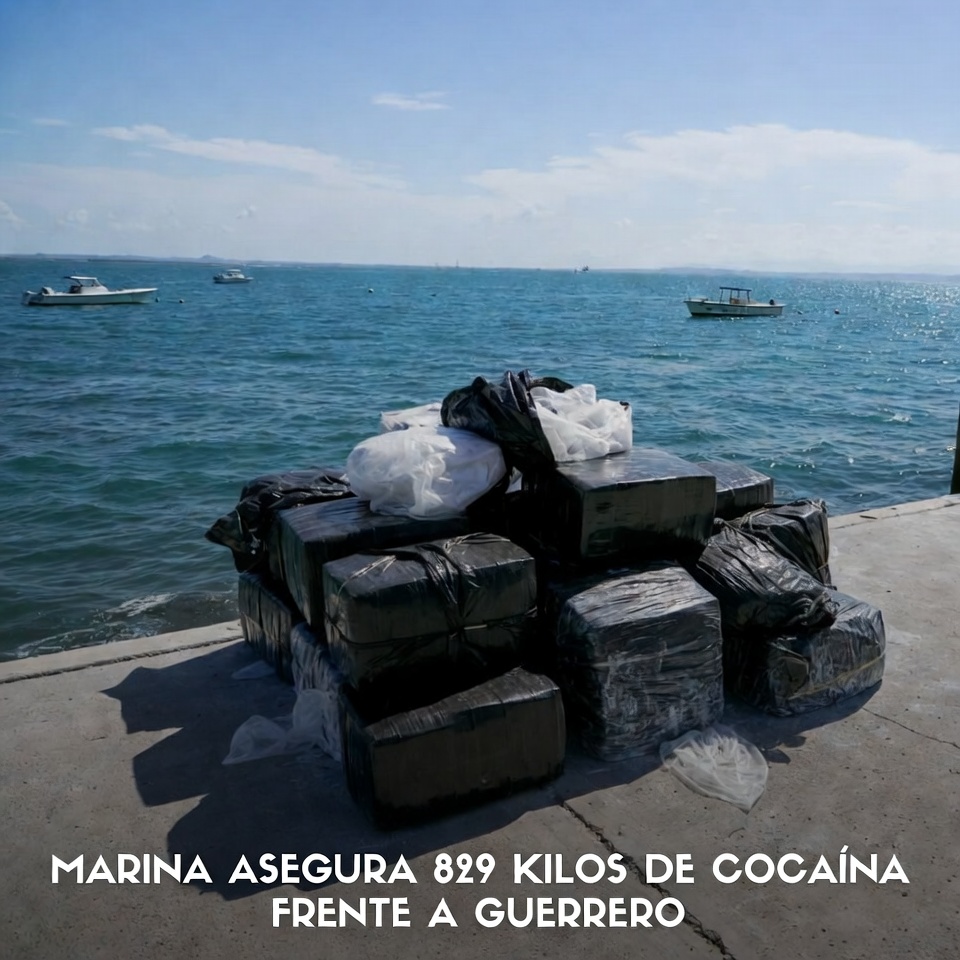 MARINA ASEGURA 829 KILOS DE COCAÍNA FRENTE A GUERRERO