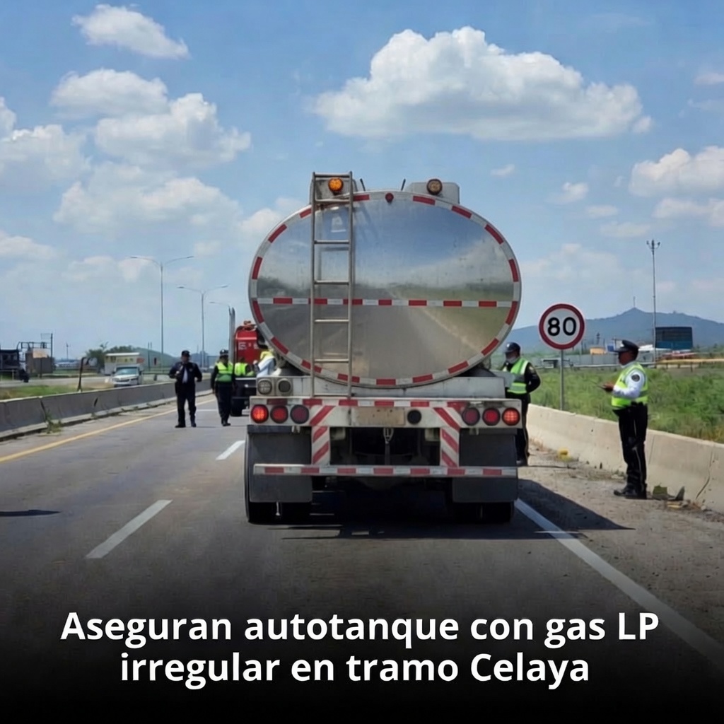 Aseguran autotanque con gas LP irregular en tramo Celaya