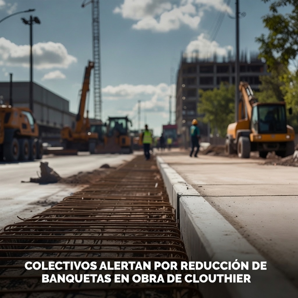 COLECTIVOS ALERTAN POR REDUCCIÓN DE BANQUETAS EN OBRA DE CLOUTHIER