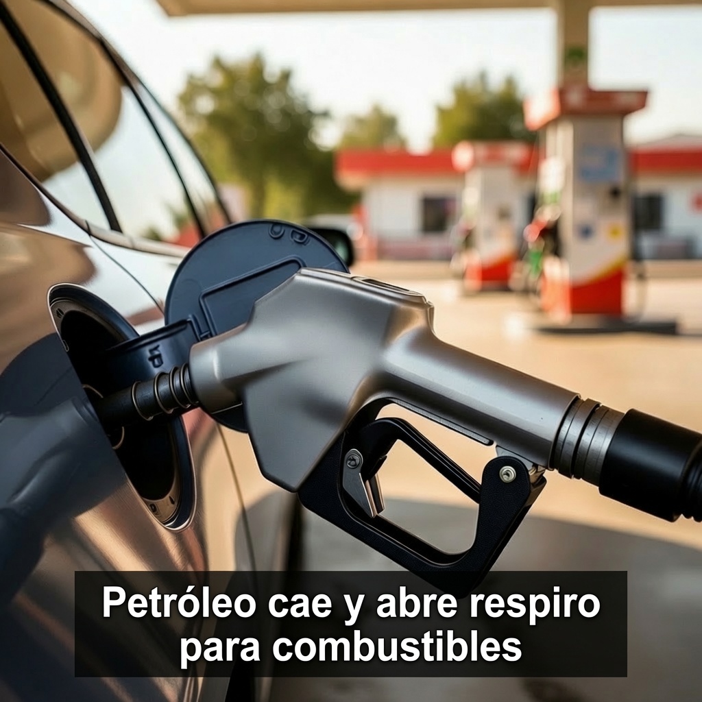 Petróleo cae y abre respiro para combustibles
