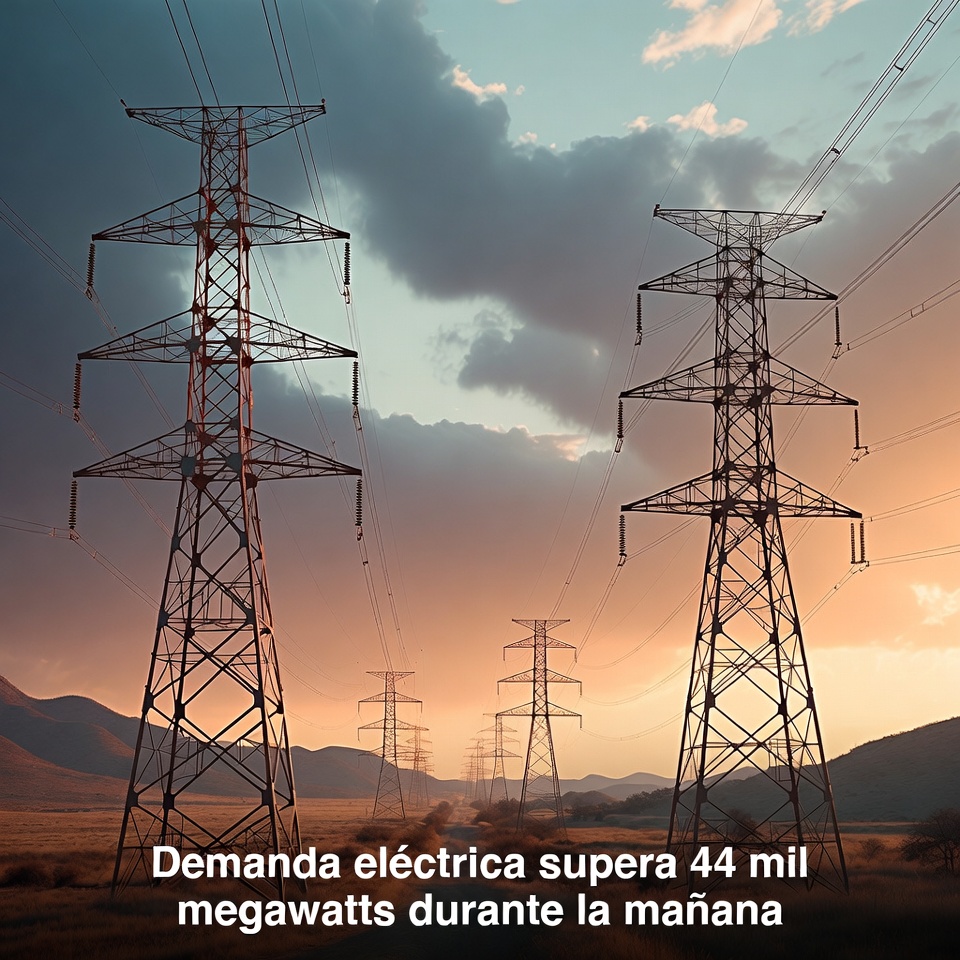 Demanda eléctrica rebasa 44 mil megawatts por la mañana