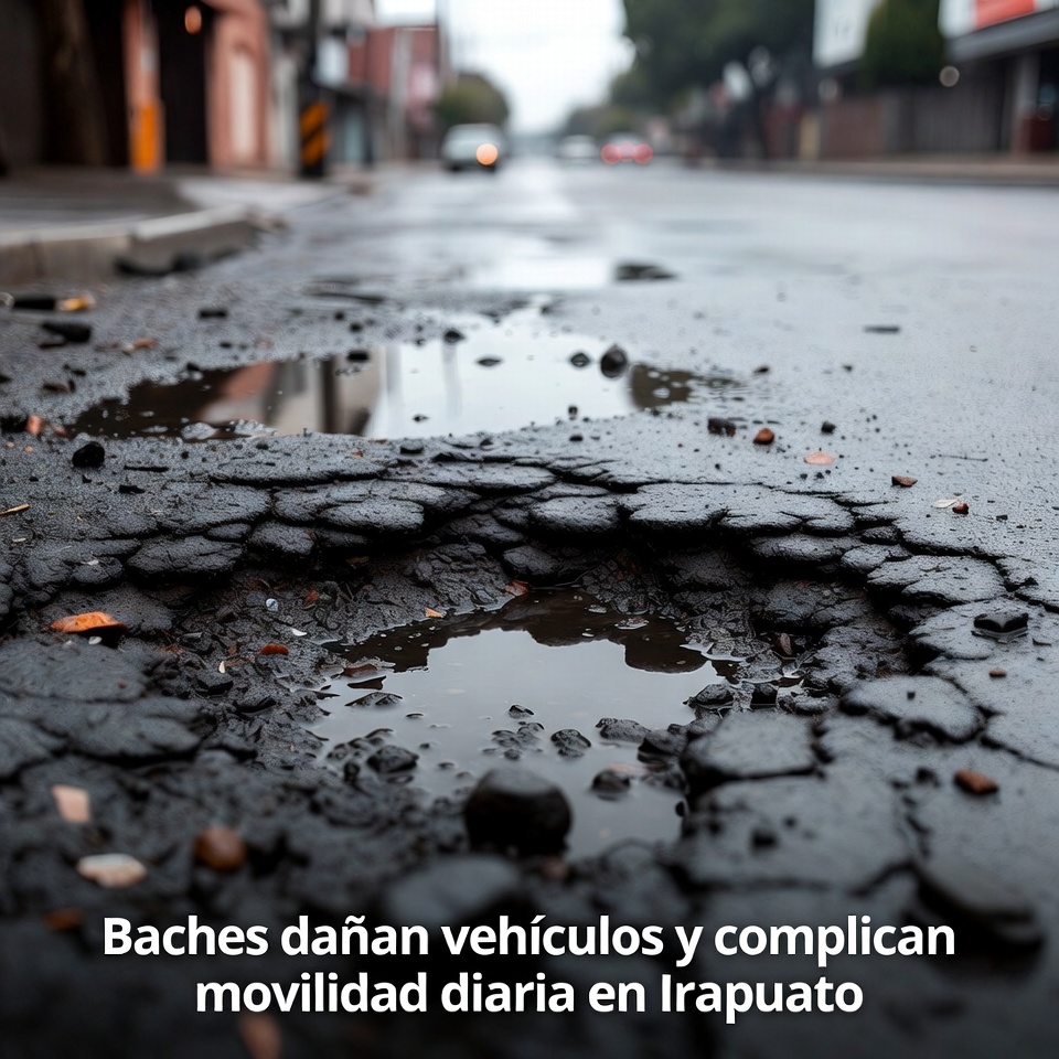 Baches complican movilidad y dañan vehículos en Irapuato
