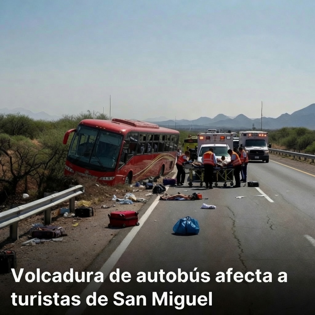 Volcadura afecta a turistas de San Miguel