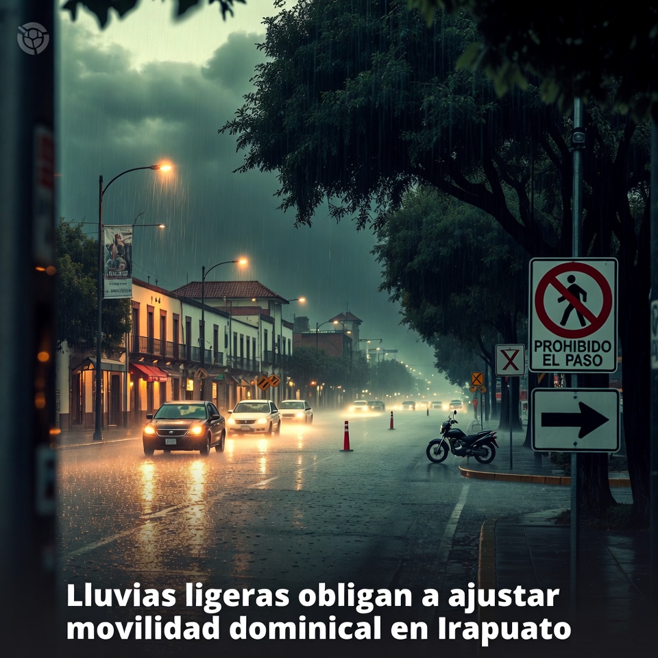 Lluvias ligeras ajustan movilidad dominical en Irapuato