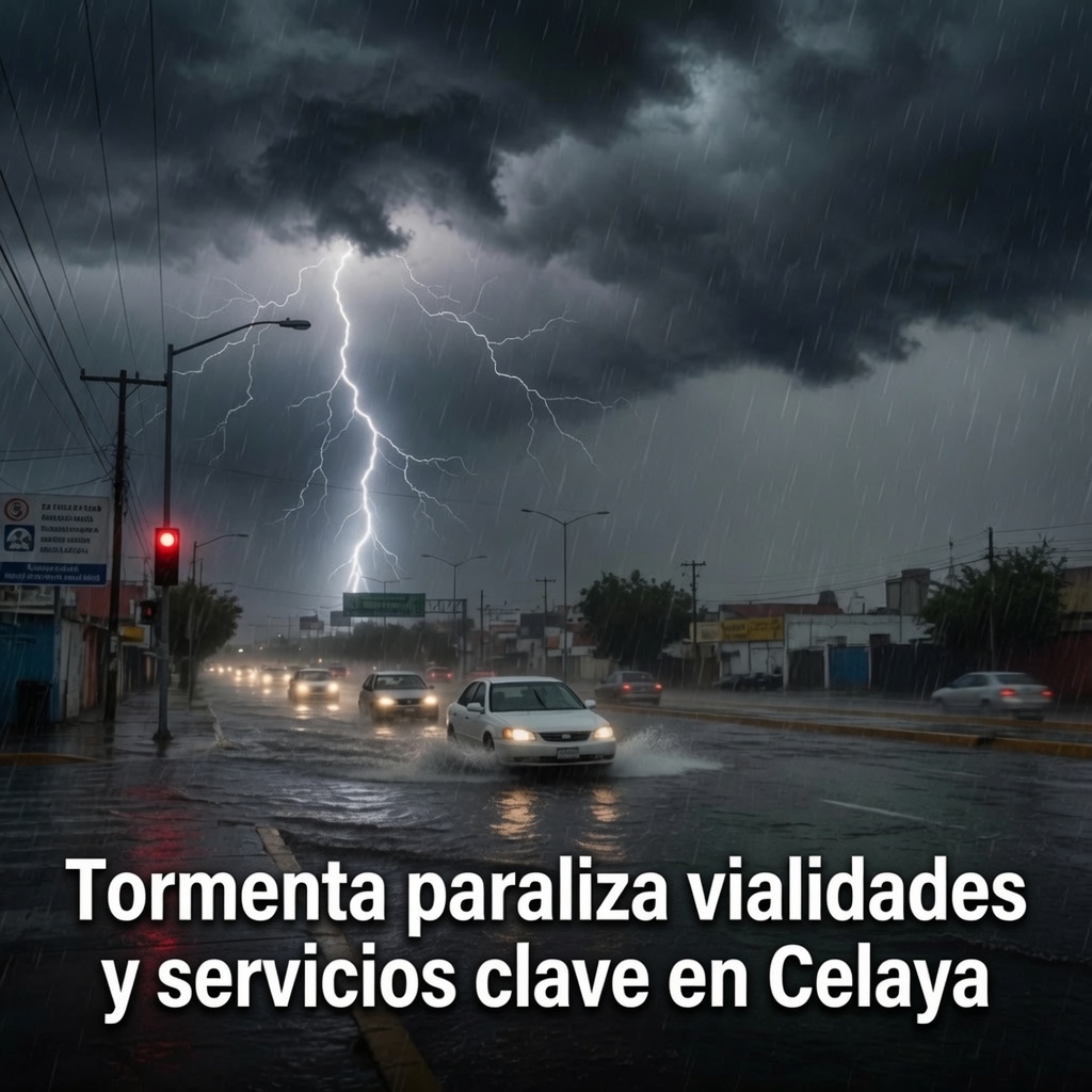 Tormenta paraliza vialidades y servicios clave en Celaya