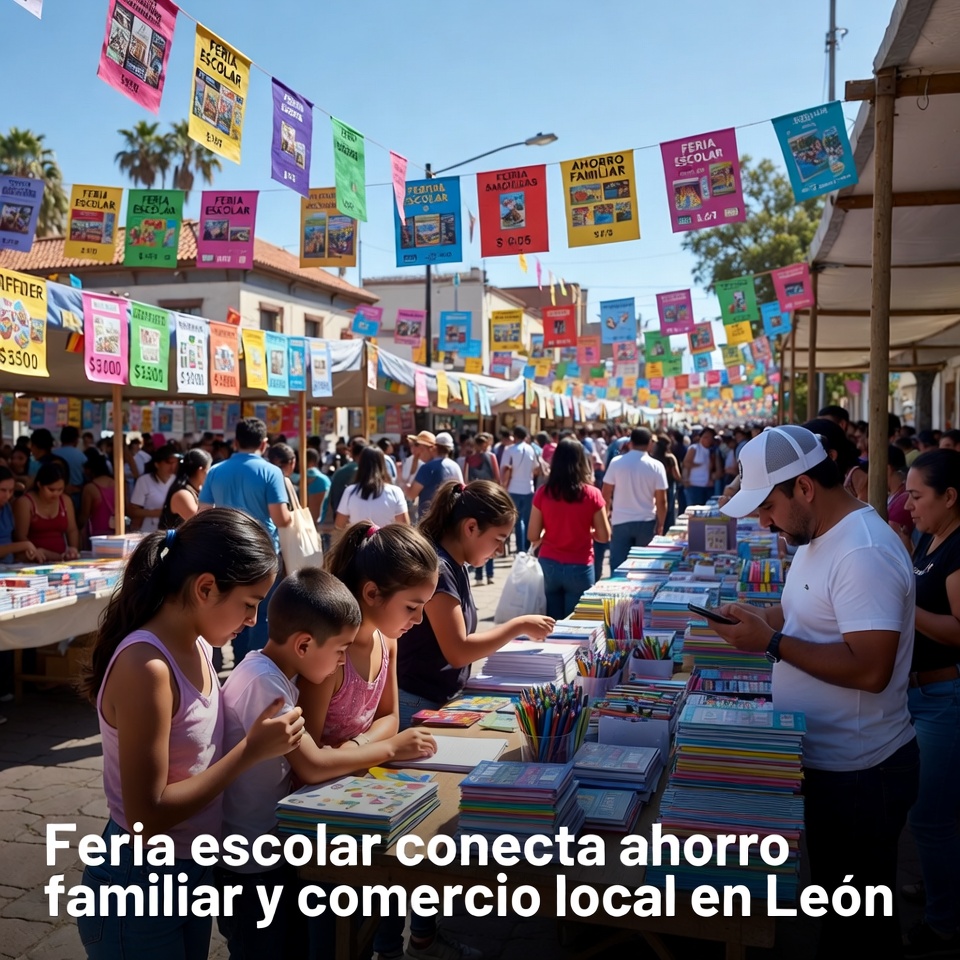 Feria escolar conecta ahorro y comercio en León