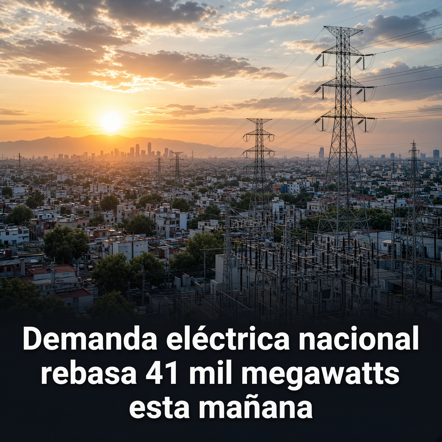 Demanda eléctrica nacional rebasa 41 mil megawatts esta mañana