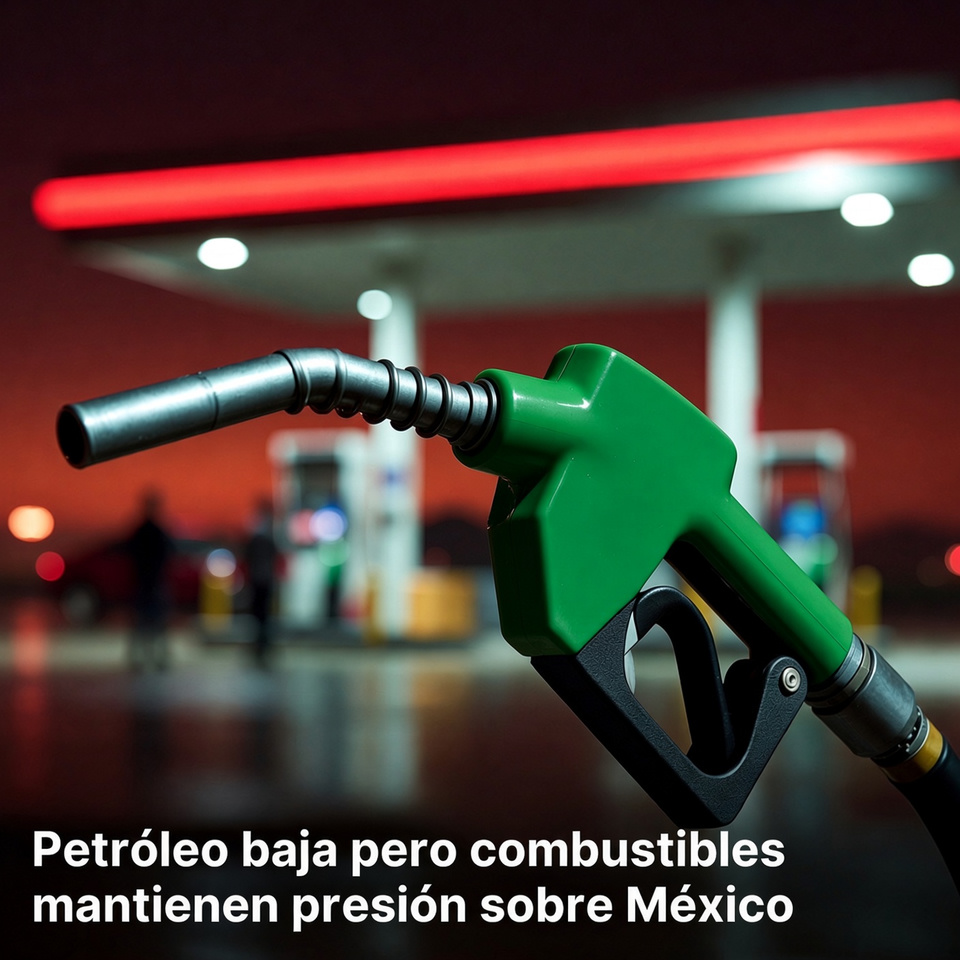 Petróleo baja pero combustibles mantienen presión sobre México