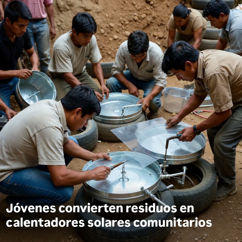 Jóvenes convierten residuos en calentadores solares comunitarios