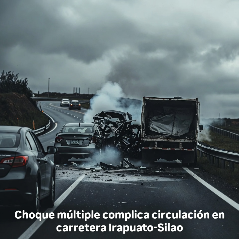 Choque múltiple complica carretera Irapuato Silao