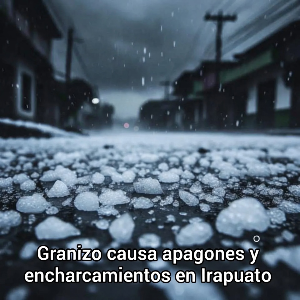 Granizo causa apagones y encharcamientos en Irapuato