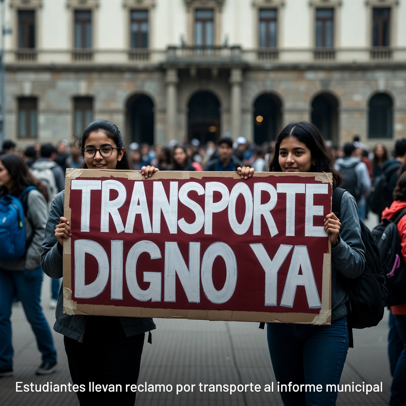 Estudiantes llevan reclamo por transporte al informe municipal