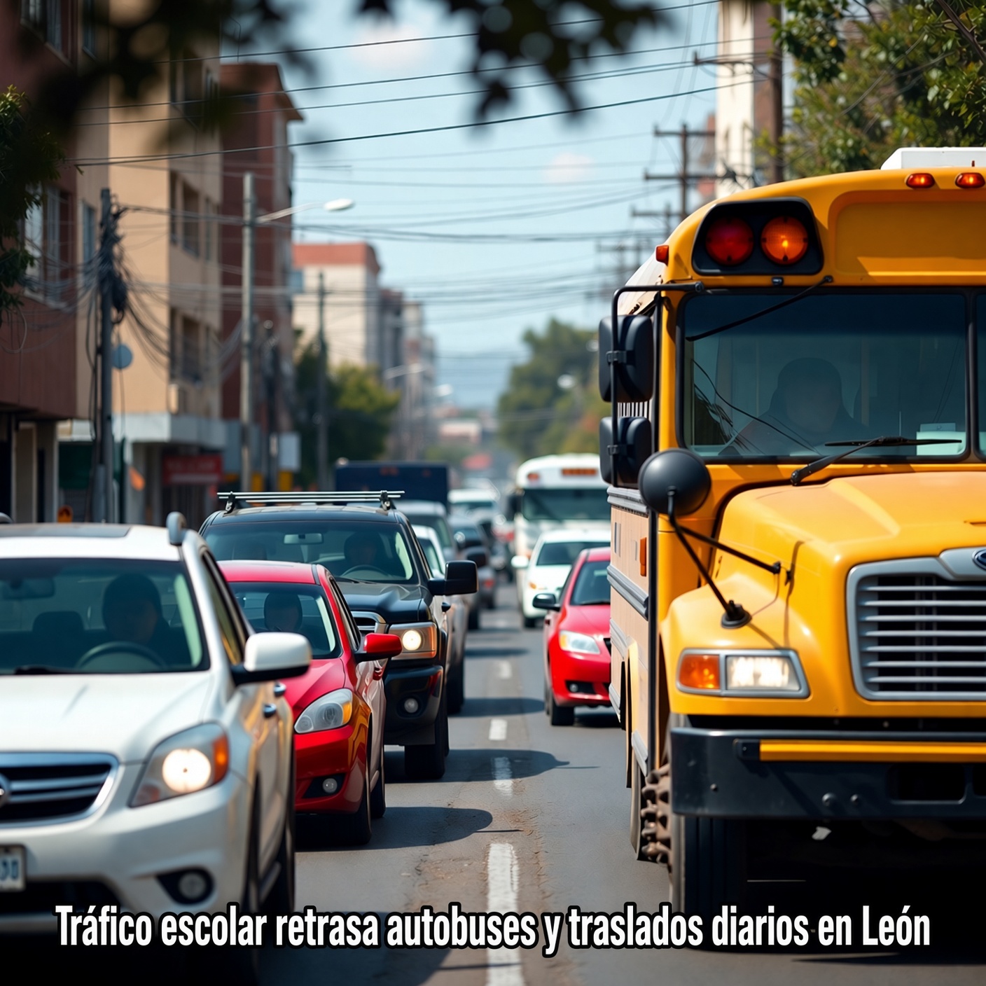 Tráfico escolar retrasa autobuses y traslados en León