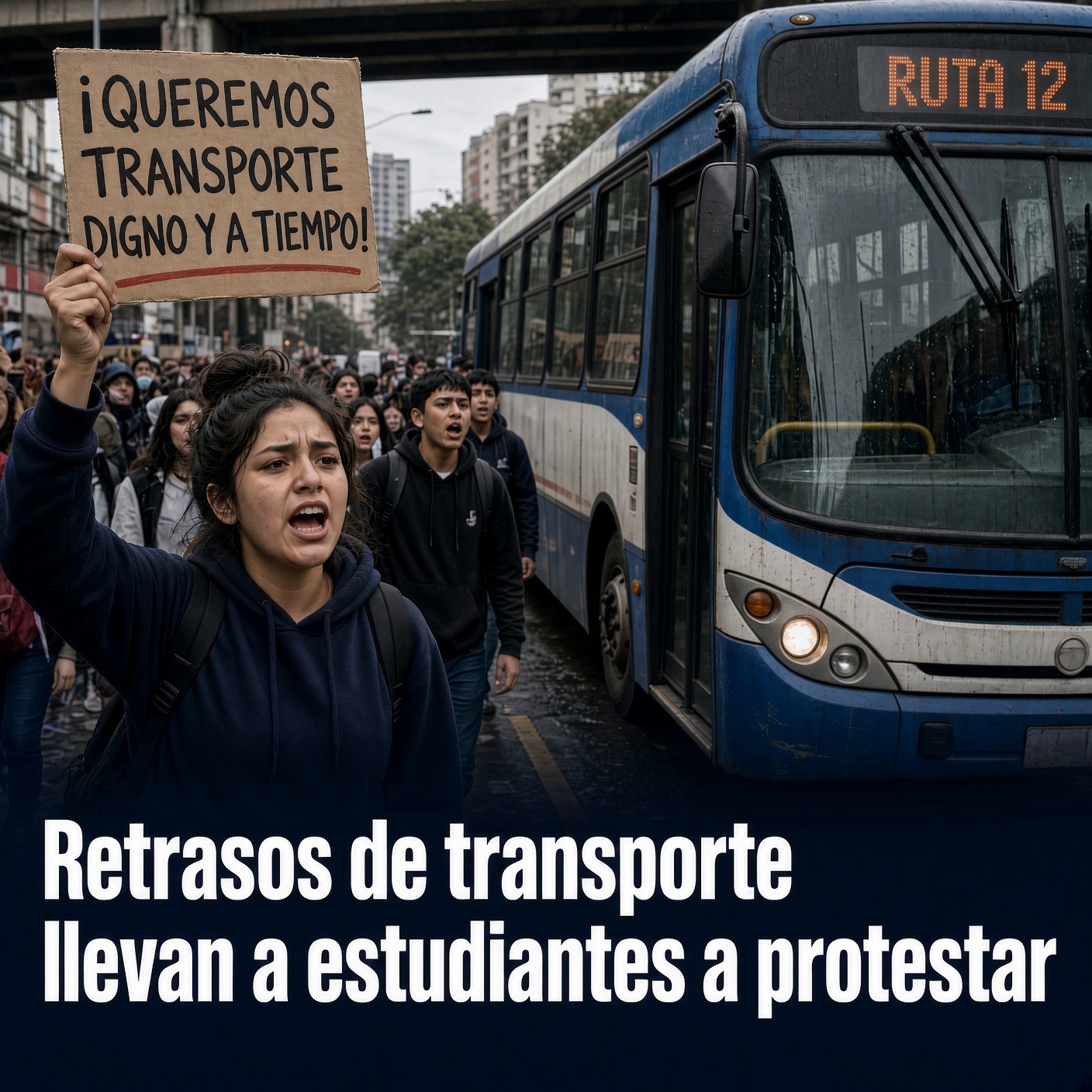 Retrasos de transporte llevan a estudiantes a protestar