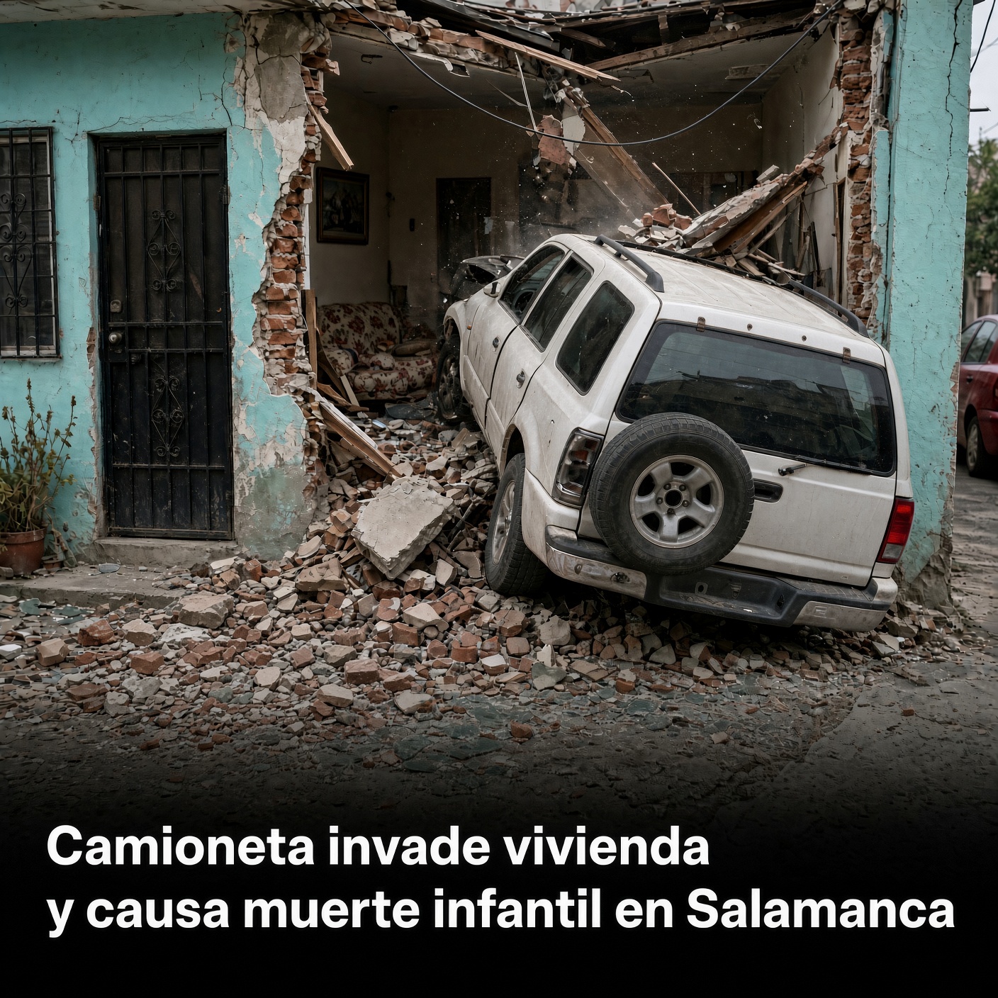 Camioneta invade vivienda y causa muerte infantil