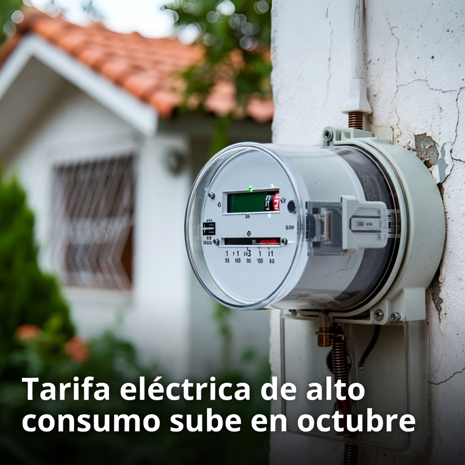 Tarifa eléctrica de alto consumo sube en octubre
