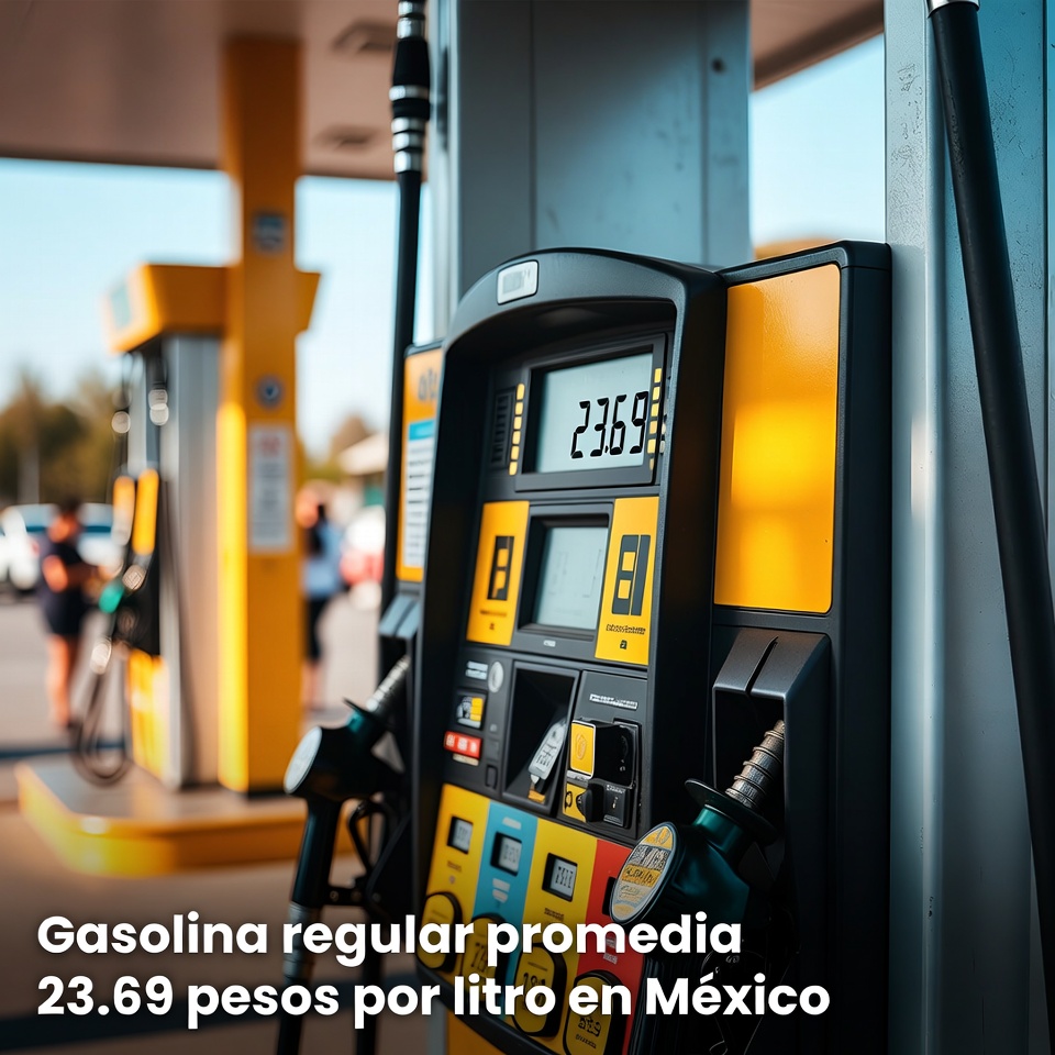 Gasolina regular promedia 23.69 pesos por litro en México