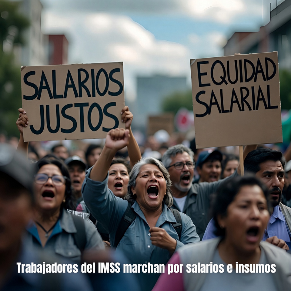 Trabajadores del IMSS marchan por salarios e insumos